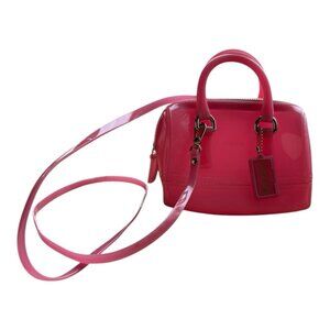 Furla Pink Glossy Rubber Mini Candy Satchel Bag Coquette Italy Hangtag Preppy